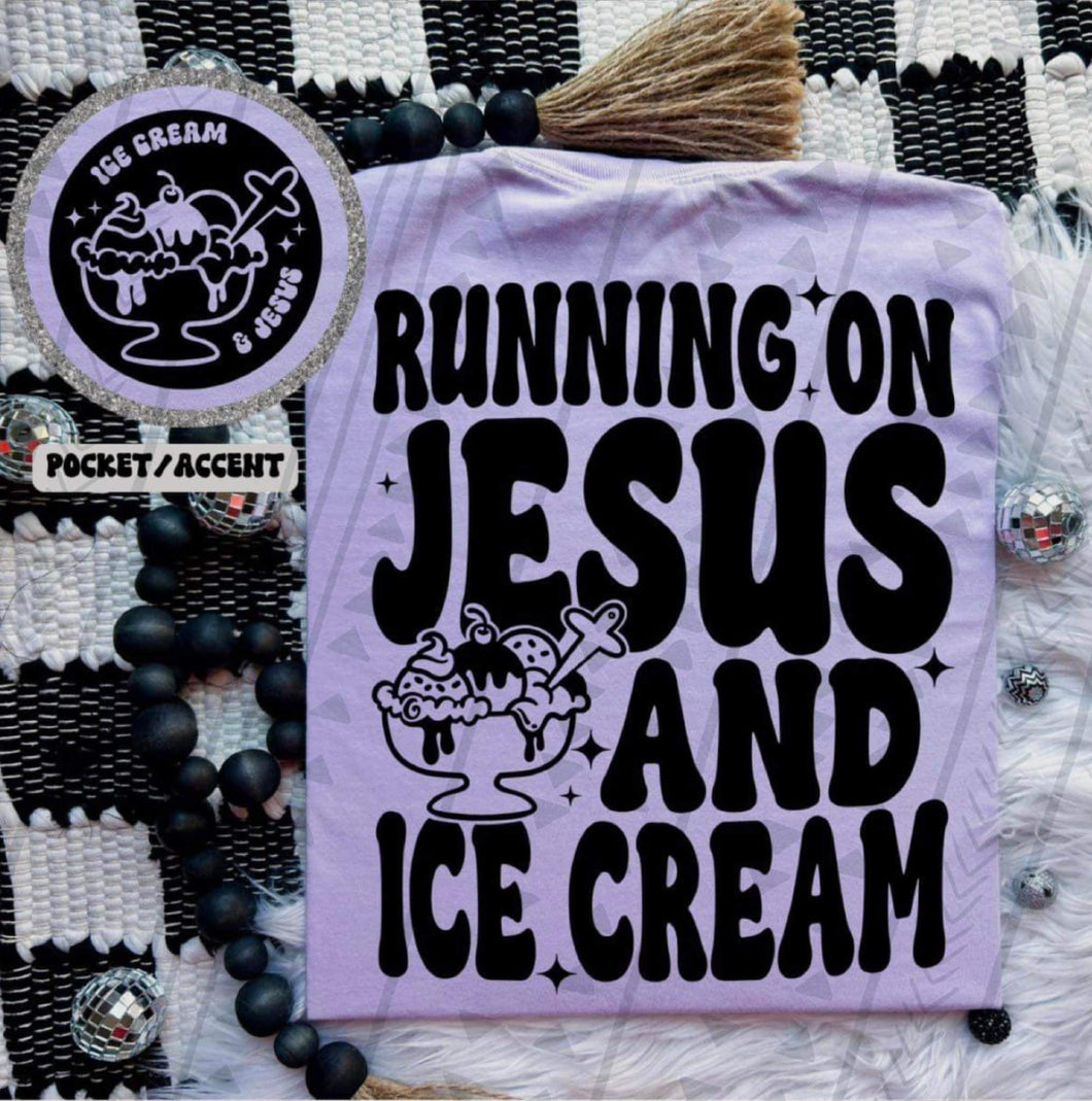 Running On Jesus And Ice Cream Blk With Pocket TRANSFER