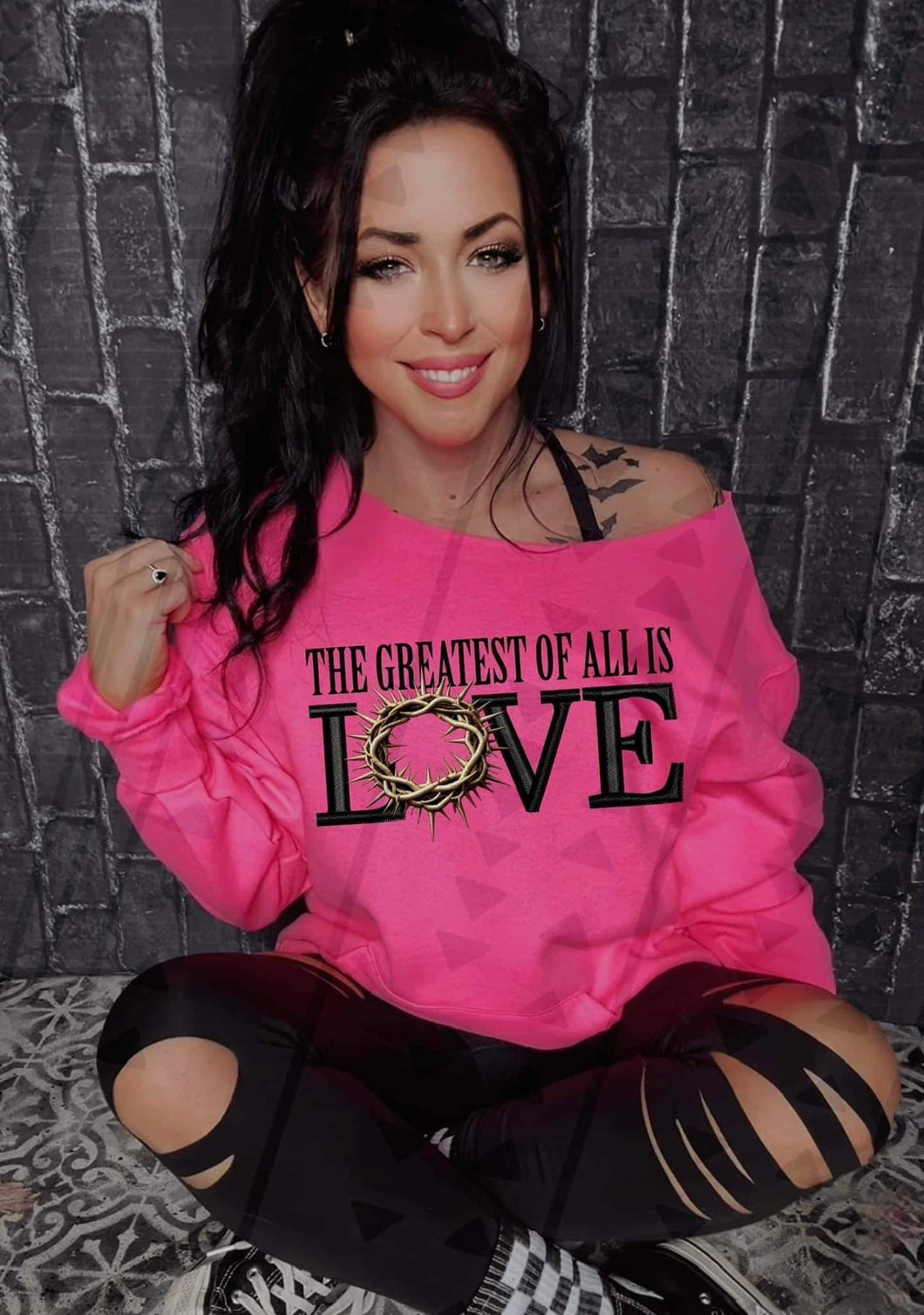 The Greatest Of All Love Faux Embroidery Blk TRANSFER
