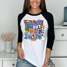 Load image into Gallery viewer, Take Me Out To The Ballgame Red White &amp; Blue Baseball Softball DROPDOWN TRANSFER PHDC FEB 26
