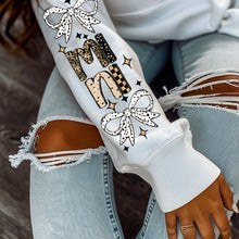 Load image into Gallery viewer, Mama/Mini Black Spotted Bows Leopard Stars And Checkered Letters Name Option SLEEVE DROPDOWN TRANSFER CSC SEPT 25
