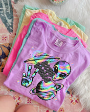 Load image into Gallery viewer, Stay Weird Tye Dye Alien Collage TRANSFER SCG APR 26
