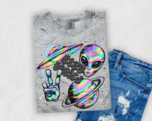 Load image into Gallery viewer, Stay Weird Tye Dye Alien Collage TRANSFER SCG APR 26
