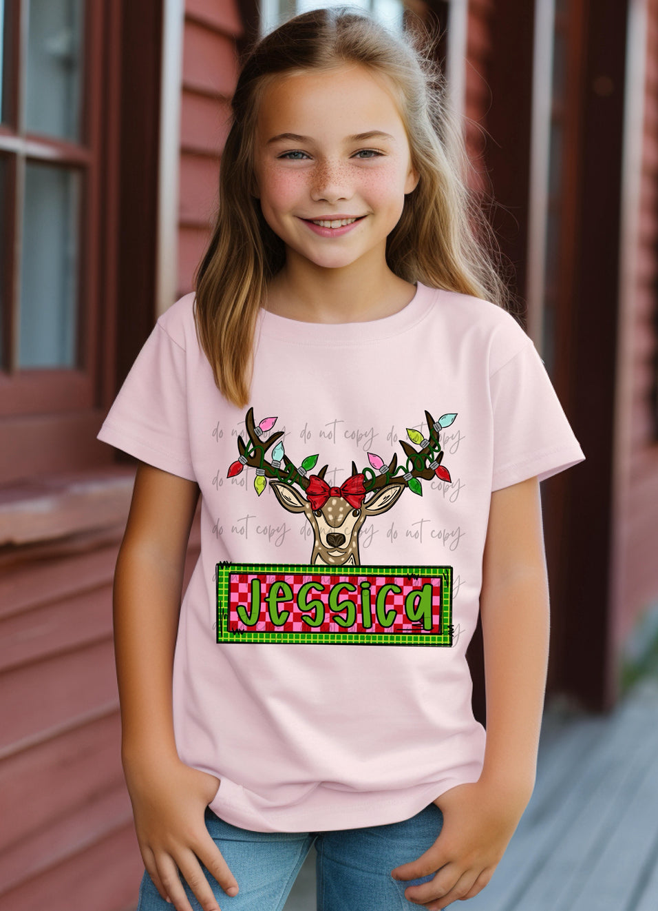Girl Reindeer Customized Name Plate DROPDOWN DTF TRANSFER SPO DEC 25