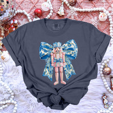 Load image into Gallery viewer, Vintage Nutcracker Bow Blue Pink TRANSFER HMWK

