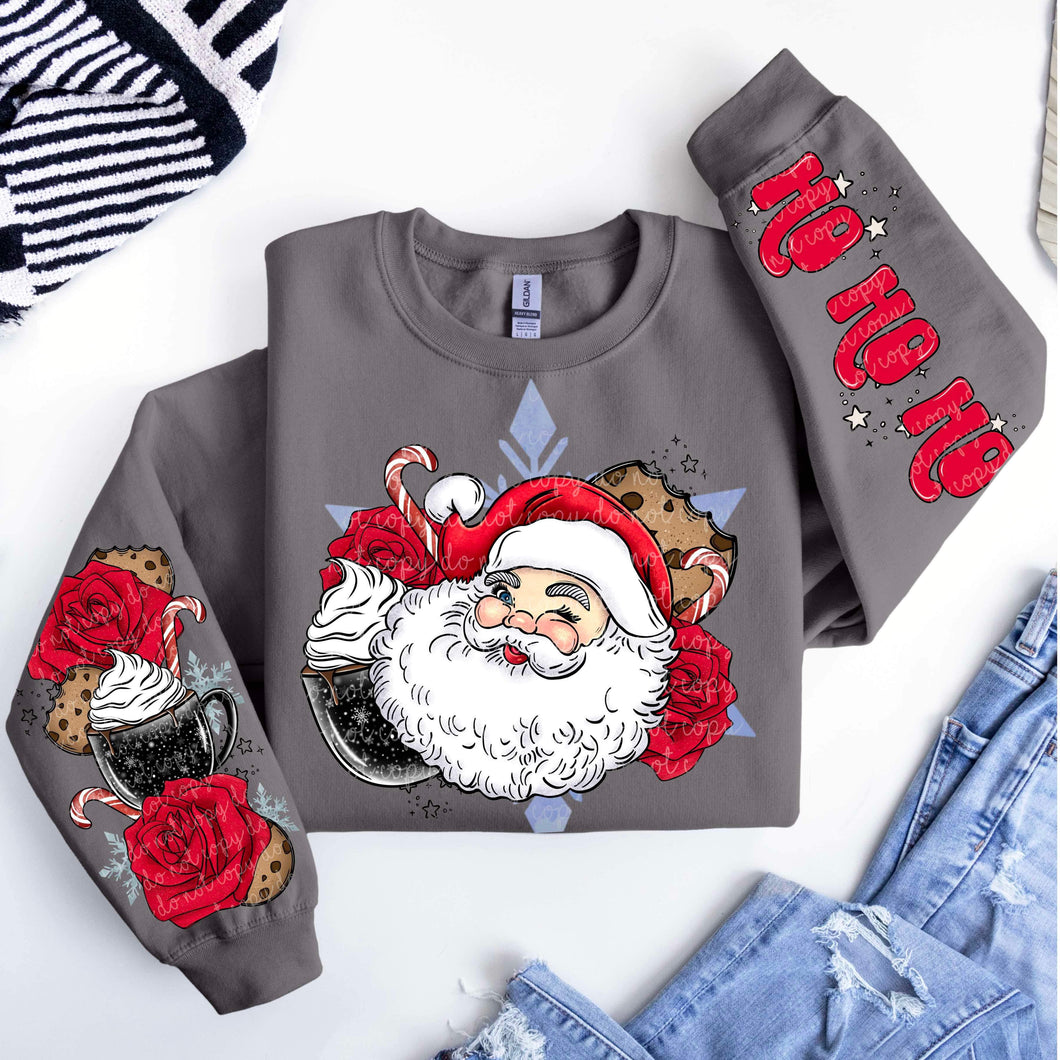Ho Ho Ho Santa Flower Cookie SLEEVE OPTION TRANSFER MOON SEPT 24