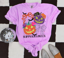 Load image into Gallery viewer, Happy Halloween Pumpkins With Orange Bow TRANSFER SCG SEPT
