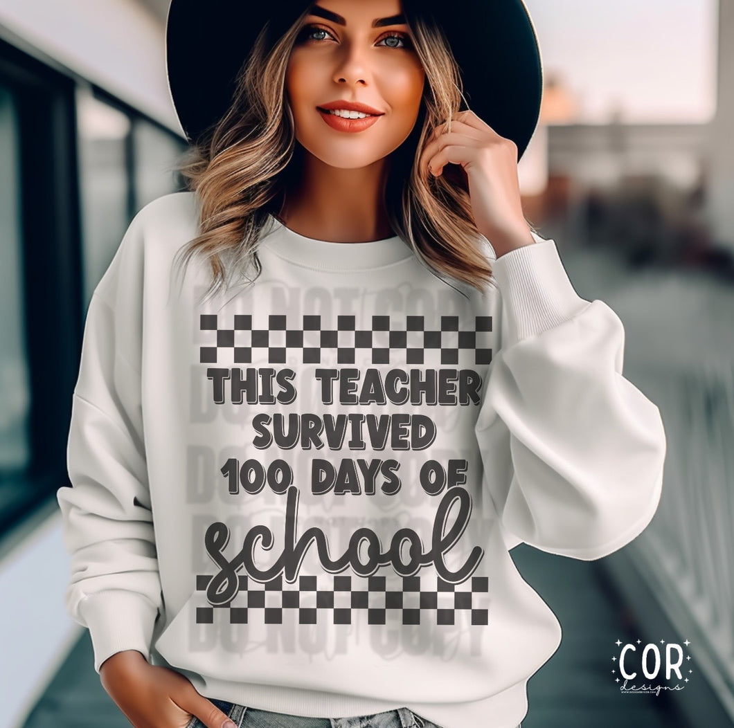 This Teacher Survived 100 Days Of School Blk TRANSFER