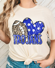 Load image into Gallery viewer, Football Hearts Polka Dot Mascots DROPDOWN TRANSFER
