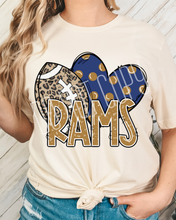 Load image into Gallery viewer, Football Hearts Polka Dot Mascots DROPDOWN TRANSFER
