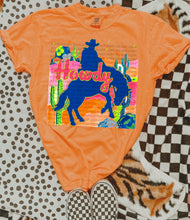 Load image into Gallery viewer, Howdy Blue Cowboy Silhouette Desert Backdrop TRANSFER SCG JAN 26
