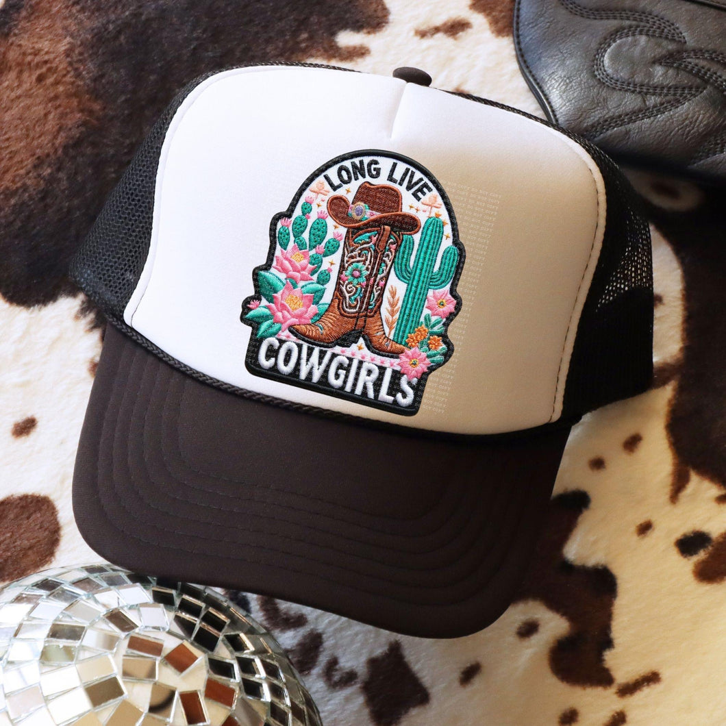 Long Live Cowgirl Boots & Cactus Faux Hat Patch 3-4” DTF TRANSFER ECHT