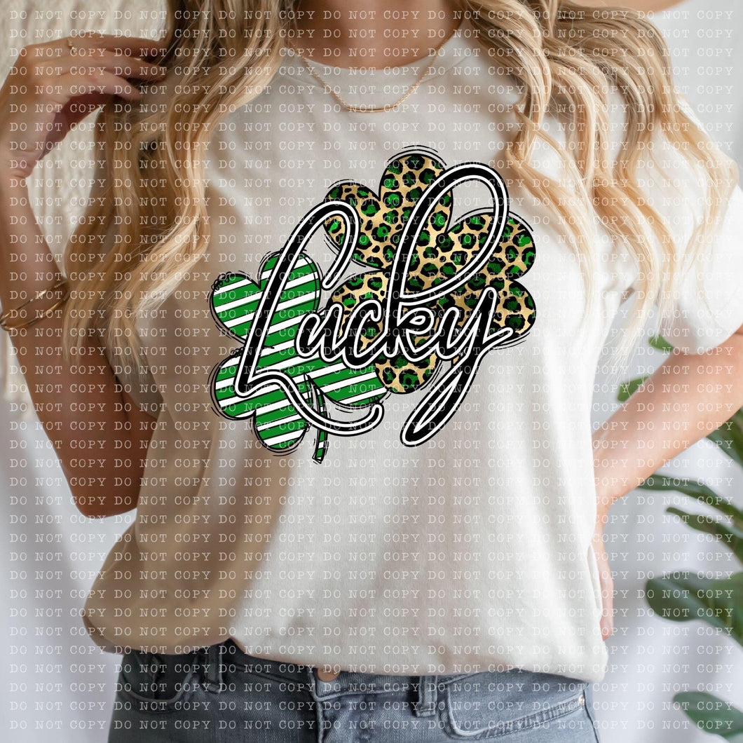 Lucky Leopard And Striped Shamrocks TRANSFER