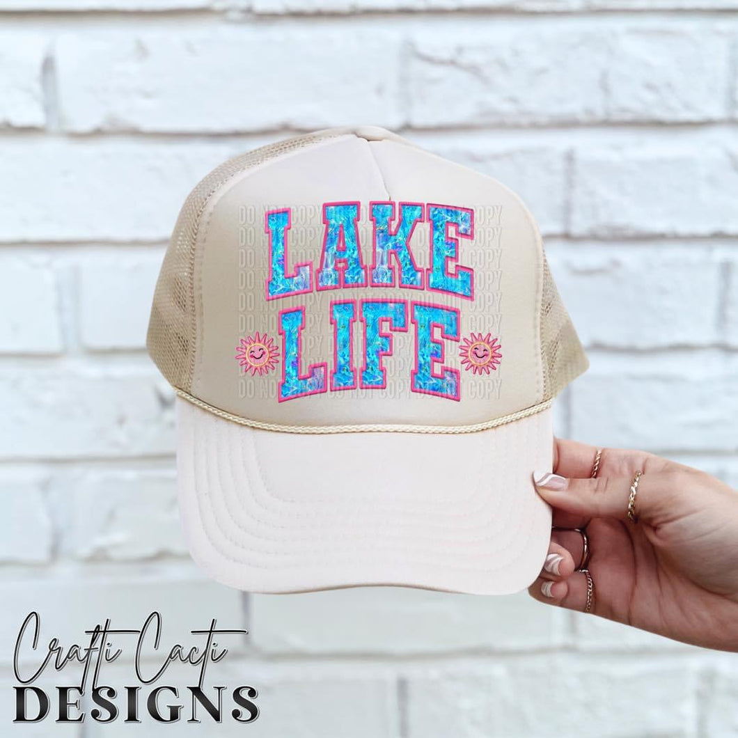 Lake Life Faux Embroidery Faux Hat Patch 3-4” DTF TRANSFER CCD