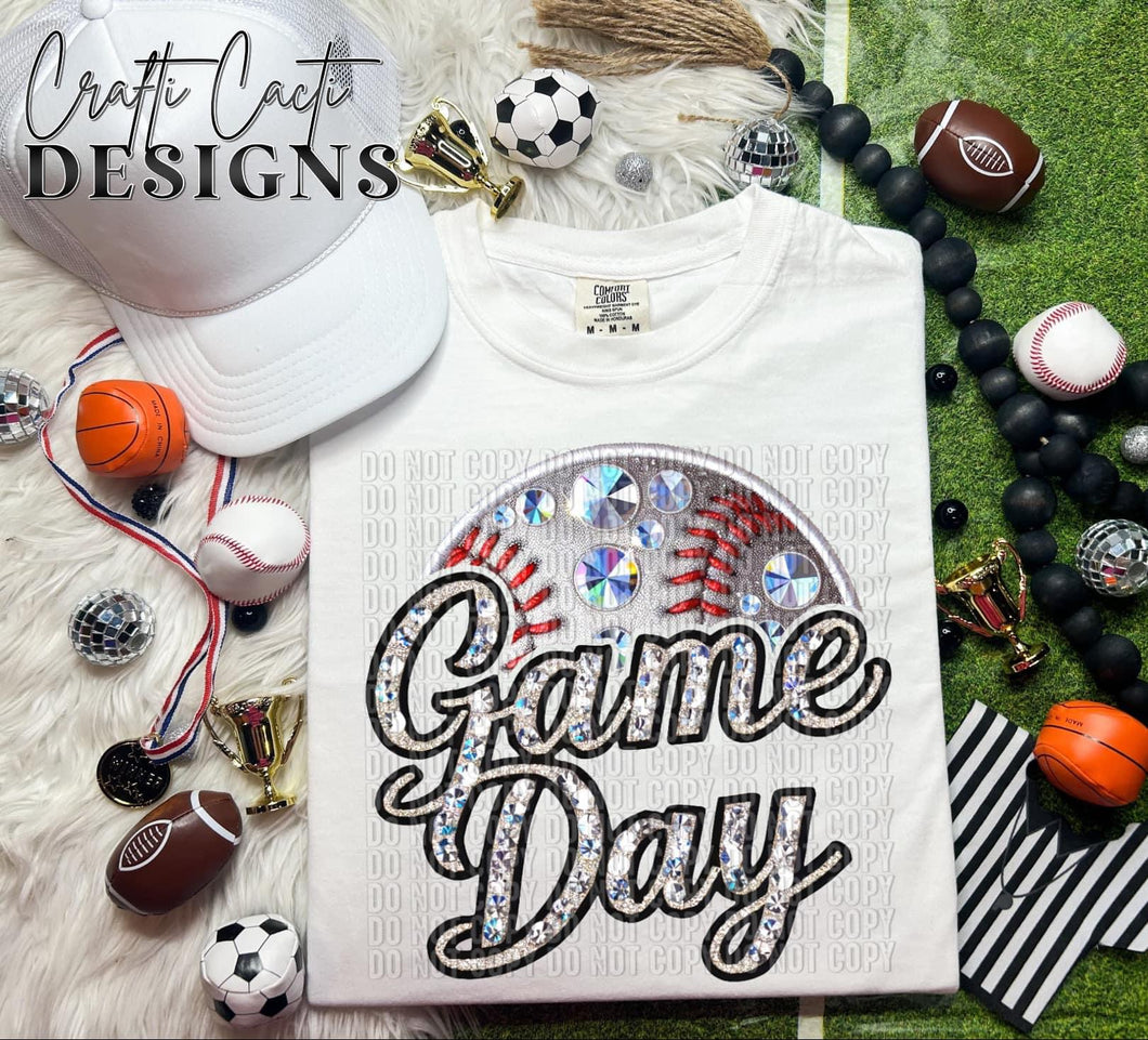 Baseball Rhinestone Transfer Designs Game Day Faux Rhinestone Sequin Baseball TRANSFER CCD – Sassy ...