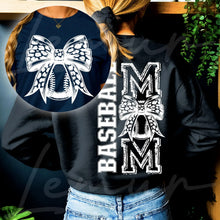 Load image into Gallery viewer, Baseball Or Softball Mom Blk Leopard Bow With Pocket Dropdown TRANSFER
