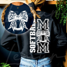 Load image into Gallery viewer, Baseball Or Softball Mom Blk Leopard Bow With Pocket Dropdown TRANSFER
