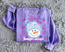 Load image into Gallery viewer, Freezin Season Snowman In Winter Hat Purple Floral TRANSFER SCG NOV 25
