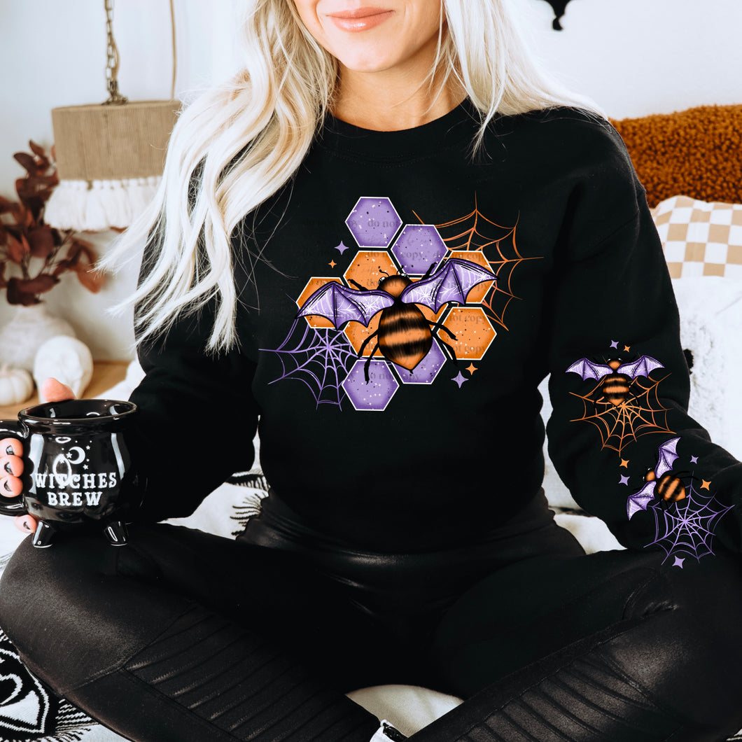 Halloween Orange Purple Honey Bee Bat With Sleeve TRANSFER CSC