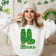 Load image into Gallery viewer, Shamrock Leopard Faux Embroidery States (All 50 states available) DTF TRANSFER
