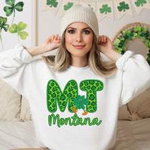 Load image into Gallery viewer, Shamrock Leopard Faux Embroidery States (All 50 states available) DTF TRANSFER
