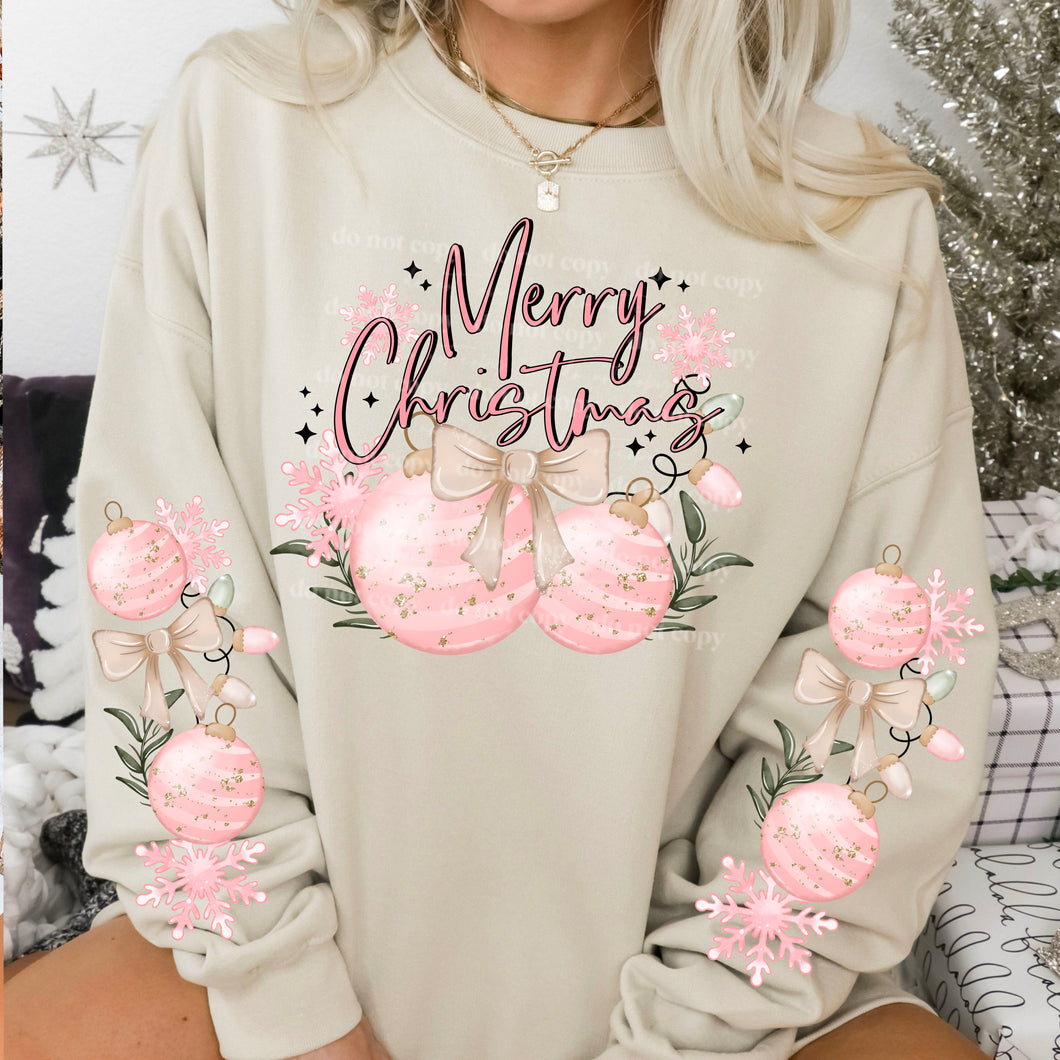 Merry Christmas Pink Ornaments With SLEEVE OPTION TRANSFER CSC OCT 24