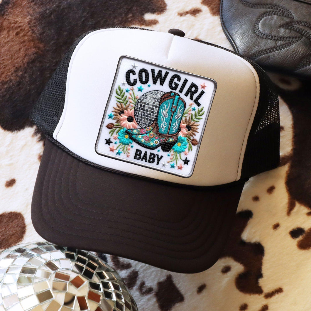 Cowgirl Baby Square Faux Hat Patch 3-4” DTF TRANSFER ECHT