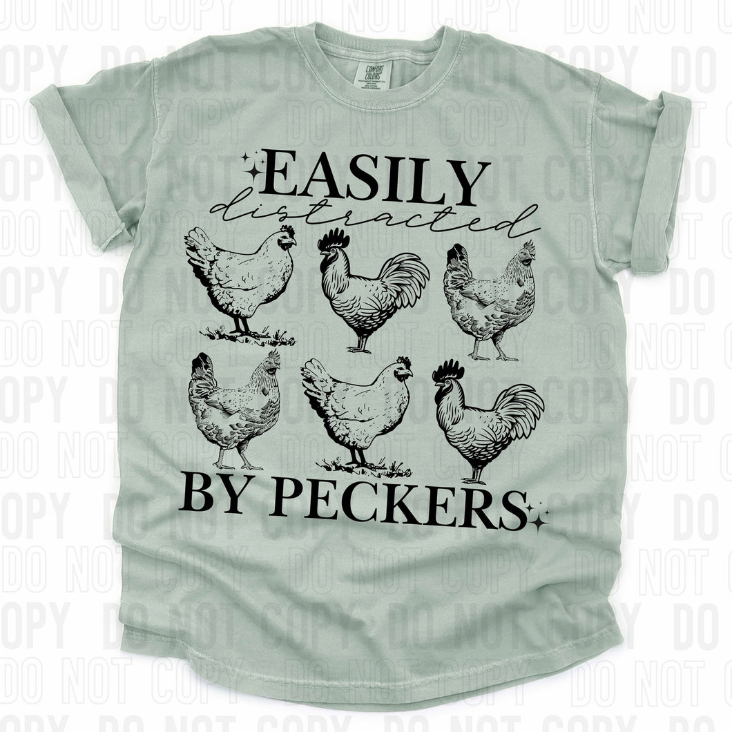 Easily Distracted By Peckers Blk TRANSFER SBB