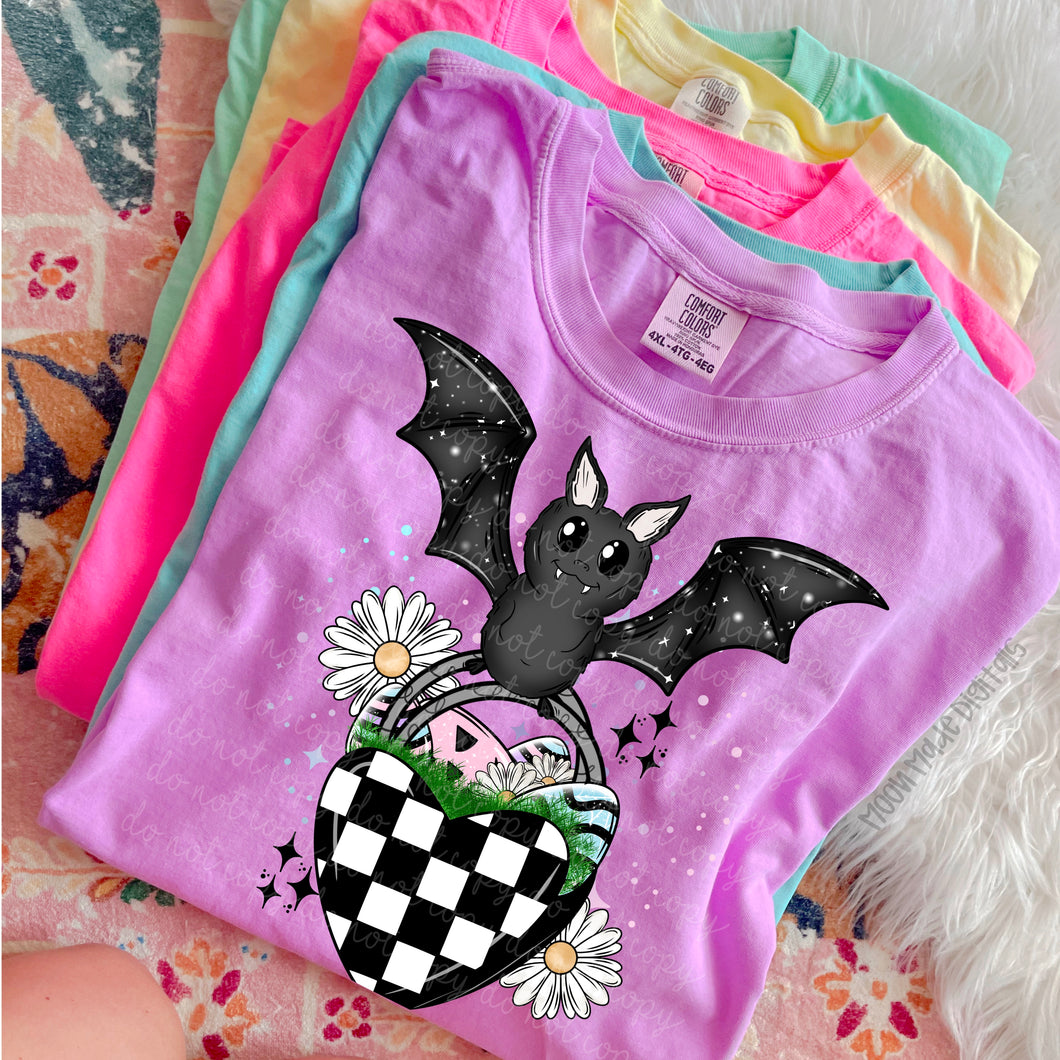 Bat With Checkered Heart Easter Basket TRANSFER MOON FEB 25
