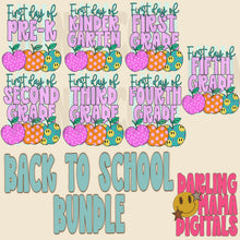 Load image into Gallery viewer, First Day of Grades DROPDOWN Trio Apple Stripes TRANSFER DMD EM JUNE 26 | Back To School
