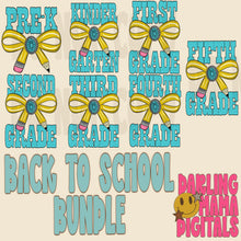 Load image into Gallery viewer, Turquoise Yellow Bow Grades DROPDOWN TRANSFER DMD EM JUNE 26 | Back To School
