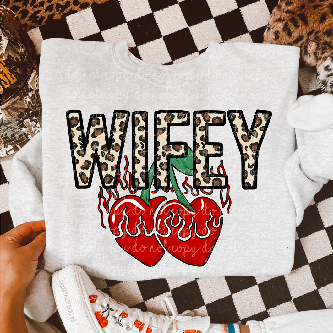 Wifey Leopard Cherries TRANSFER MOON MAR 25