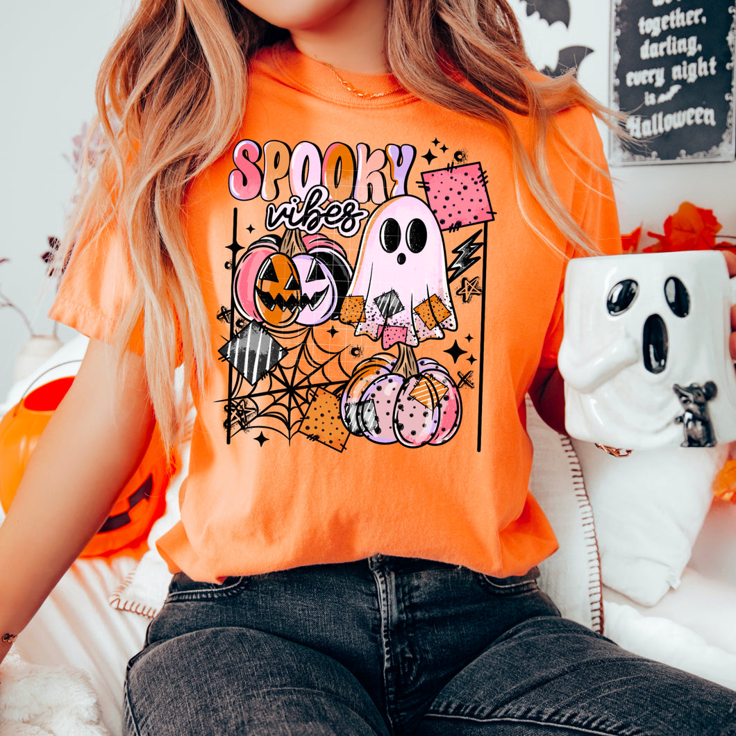 Spooky Vibes Bright Pumpkin With SLEEVE OPTION DROPDOWN TRANSFER CSC JULY 25