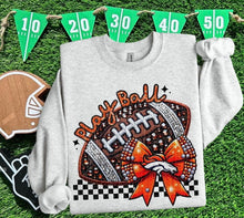 Load image into Gallery viewer, Play Ball Football Faux Embroidery Rhinestone Sequin DROPDOWN TRANSFER HMWK
