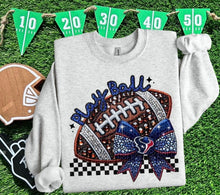 Load image into Gallery viewer, Play Ball Football Faux Embroidery Rhinestone Sequin DROPDOWN TRANSFER HMWK
