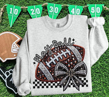 Load image into Gallery viewer, Play Ball Football Faux Embroidery Rhinestone Sequin DROPDOWN TRANSFER HMWK
