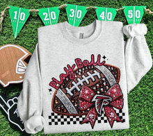 Load image into Gallery viewer, Play Ball Football Faux Embroidery Rhinestone Sequin DROPDOWN TRANSFER HMWK
