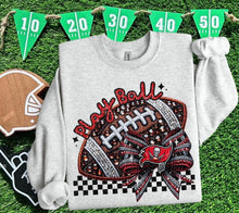 Load image into Gallery viewer, Play Ball Football Faux Embroidery Rhinestone Sequin DROPDOWN TRANSFER HMWK
