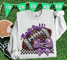 Load image into Gallery viewer, Play Ball Football Faux Embroidery Rhinestone Sequin DROPDOWN TRANSFER HMWK
