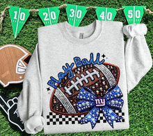 Load image into Gallery viewer, Play Ball Football Faux Embroidery Rhinestone Sequin DROPDOWN TRANSFER HMWK
