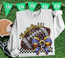 Load image into Gallery viewer, Play Ball Football Faux Embroidery Rhinestone Sequin DROPDOWN TRANSFER HMWK
