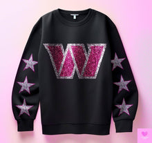 Load image into Gallery viewer, Football With Star Sleeve Pink Glitter DROPDOWN TRANSFER KPI
