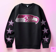 Load image into Gallery viewer, Football With Star Sleeve Pink Glitter DROPDOWN TRANSFER KPI
