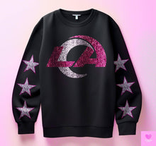 Load image into Gallery viewer, Football With Star Sleeve Pink Glitter DROPDOWN TRANSFER KPI

