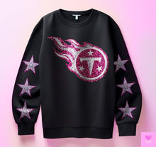 Load image into Gallery viewer, Football With Star Sleeve Pink Glitter DROPDOWN TRANSFER KPI
