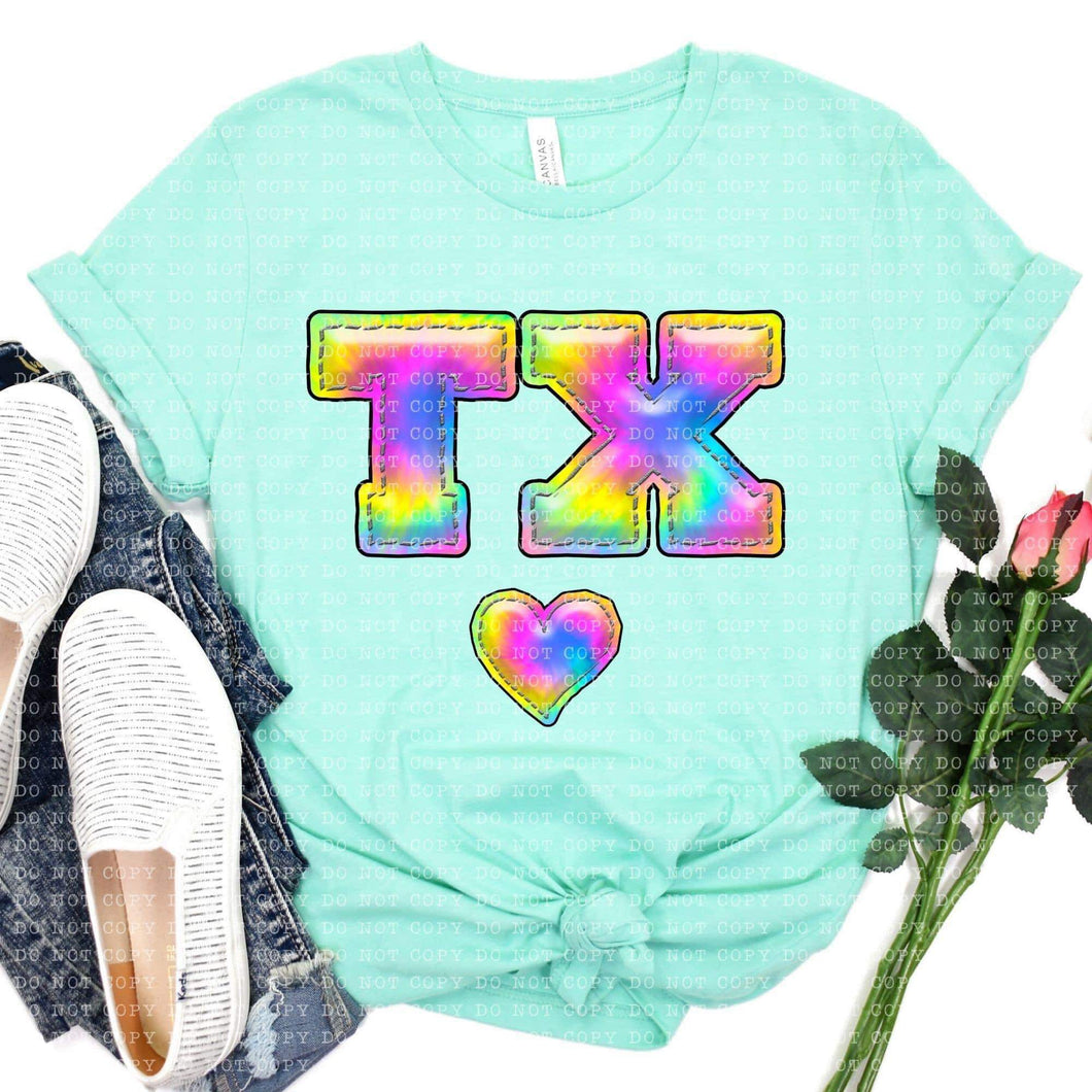 Tie Dye Faux Stitch States (All 50 states available) DTF TRANSFER