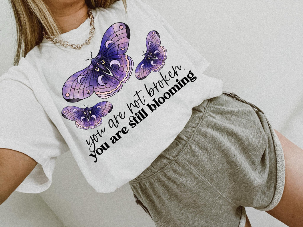 You Are Not Broken You Are Still Blooming Purple Butterflies TRANSFER LYT