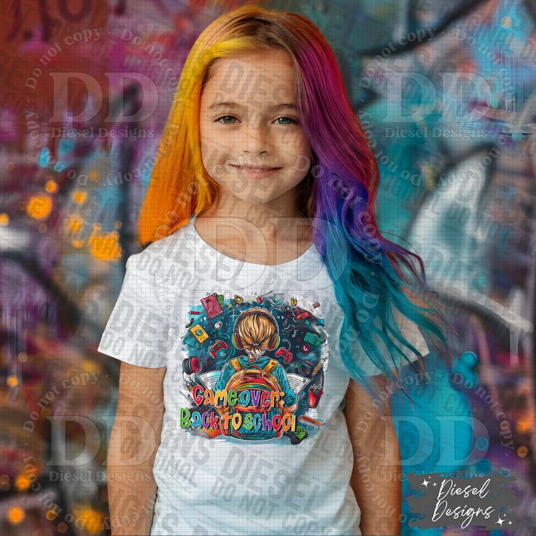 Game Over Back To School Rainbow TRANSFER