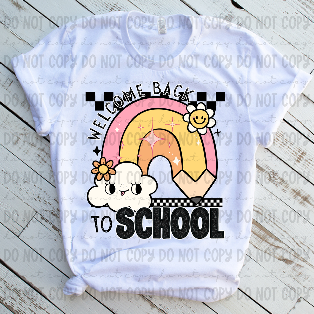 Welcome Back To School Retro Rainbow TRANSFER