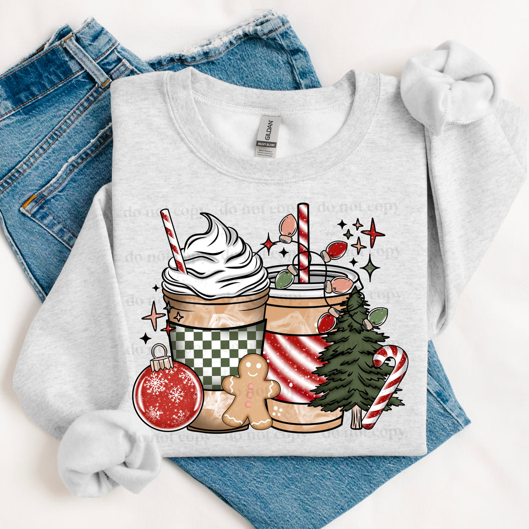 Green Checkered Coffee Christmas TRANSFER CSC OCT 24