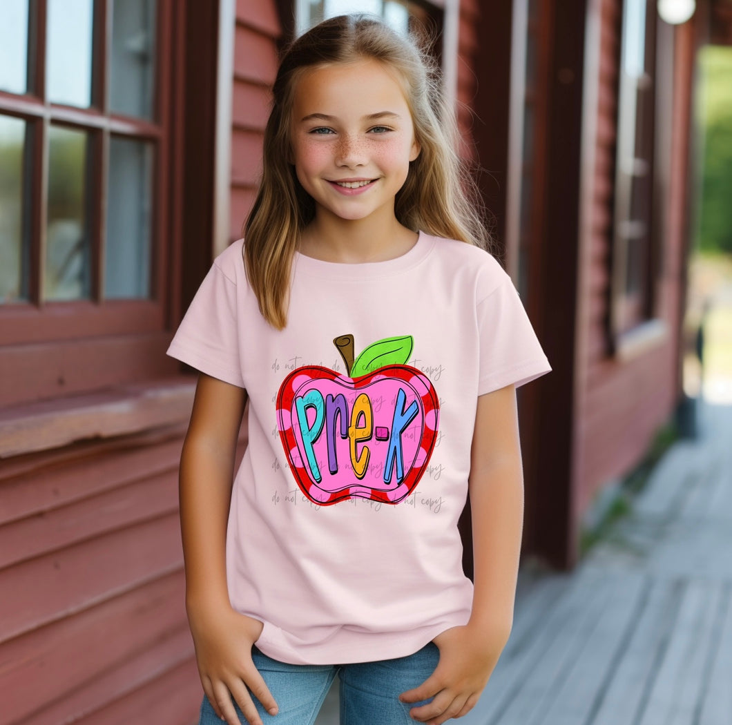 Pink Polka Dot Apple Grades DROPDOWN TRANSFER